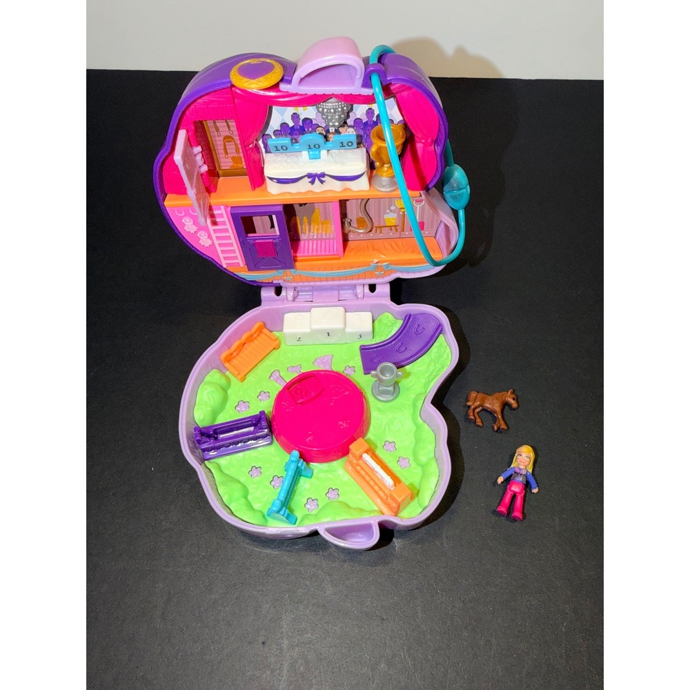 Polly Pocket Jumpin Style Pony Compact Horse Show Playset Purple Wristlet Mattel